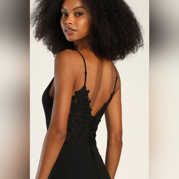 Romantic Ways Black Lace Button Back Maxi Dress - Picture 4 of 5